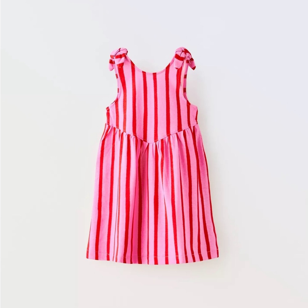 Zara Pink and Red Striped Kids Dress